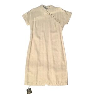 Corpo Casual Work Womens Mandarin‎ Collar With Buttons Zipper Back Biege Lg Boho